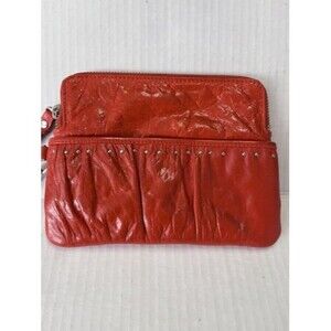 Latico Bright Red Leather Studded Wristlet